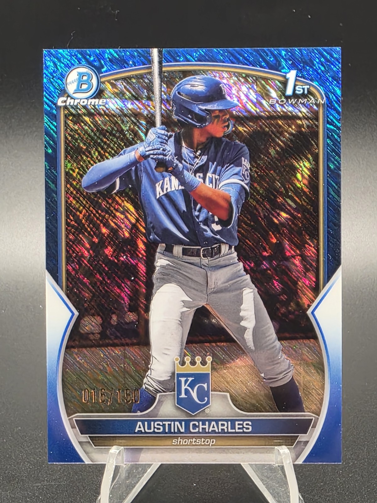 Austin Charles 2023 Bowman Chrome #BCP-17 1st Blue Shimmer Refractor 16/150 (RC)