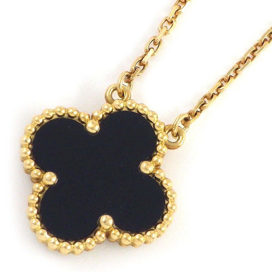 Van Cleef & Arpels Necklace Vintage Alhambra VCARA45800 Flower Clover Onyx 750YG