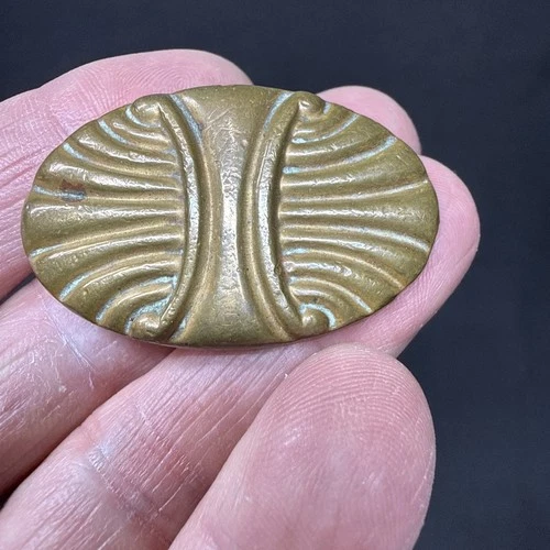 Small Original Antique Brass Lead Filled Sash Buckle