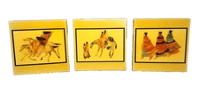 CAROL GRIGG Native Indian American Ceramic Pottery 8" Set of 3 ART TILES USA