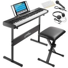 61-Key Digital Keyboard Piano, Beginner Kit w/ Stand, Stool, Phones, Microphone