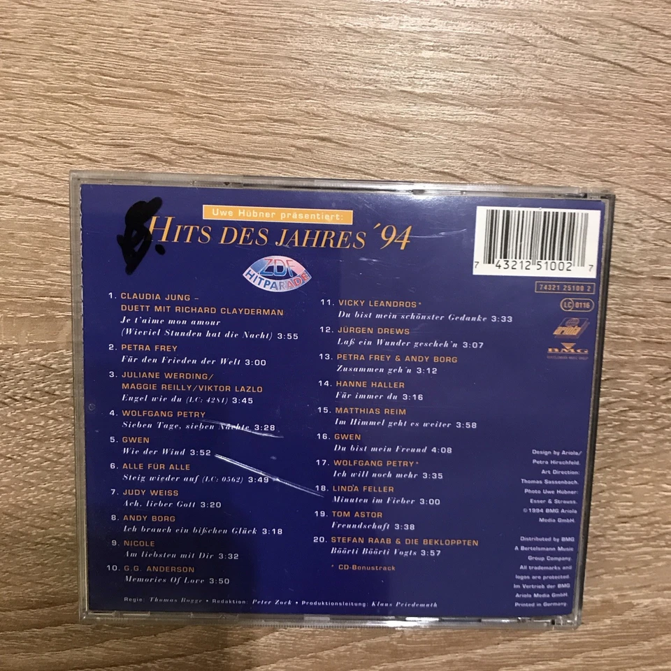 Hits Des Jahres '94 - Siegertitel der ZDF Show | CD Sampler | Zustand gut D - Bild 3 von 3