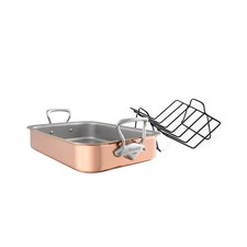 Mauviel Copper Roasting Pan, Cast Stainless Steel Handles, 15.7 x 11.8-In