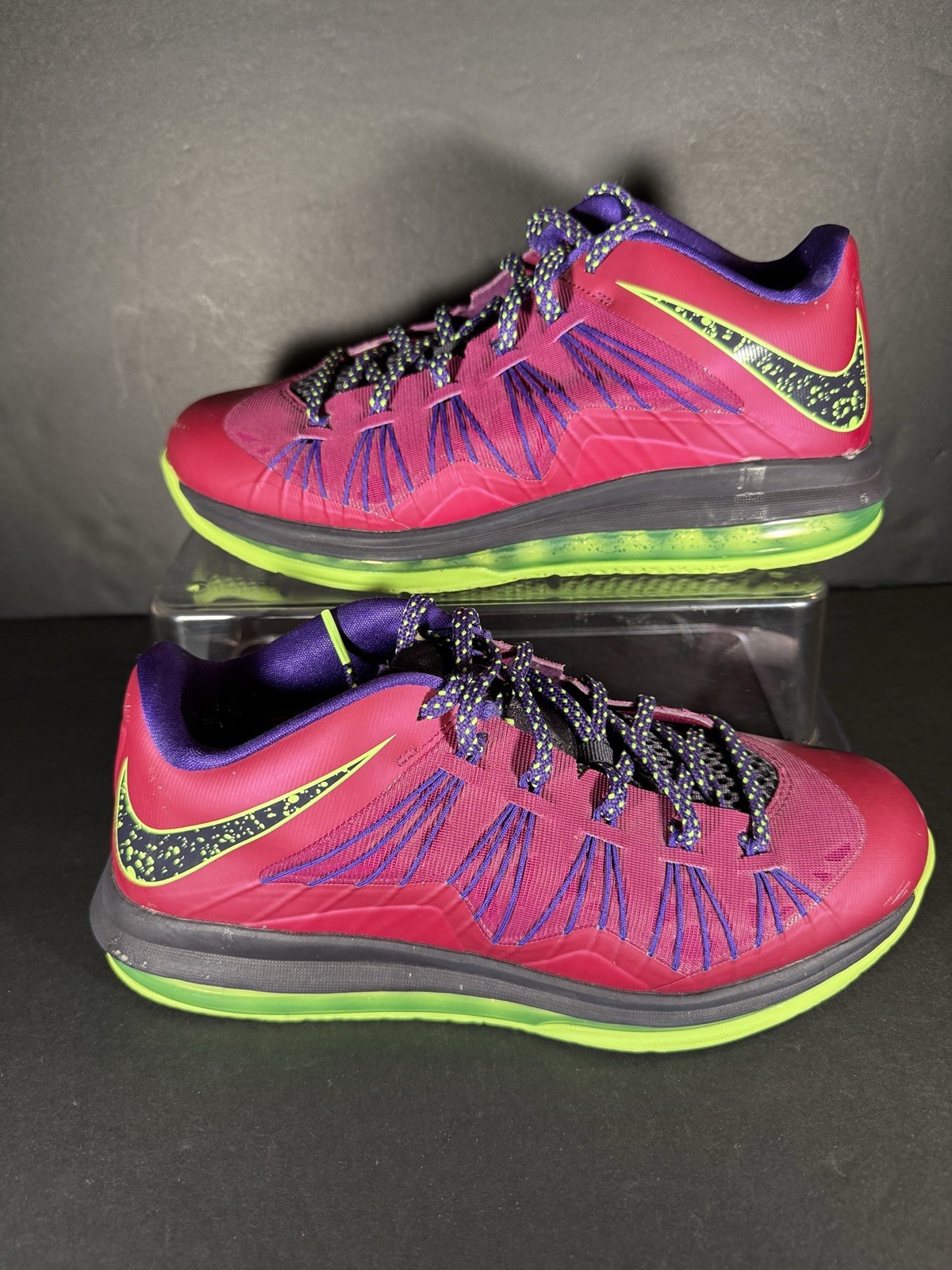 Size 9.5 - Nike Air Max LeBron 10 Low LeBroncurial Pink Green Shoes Sneakers