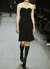 PRADA Vintage 2002 Runway Y2K Black Wool Strapless Gown Dress Size 38