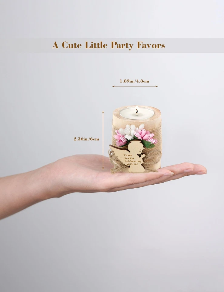 Candelabros de té de madera hechos a mano de 10 piezas, regalo de bautizo, fiesta de cumpleaños para bebés F... Foto 4 de 4