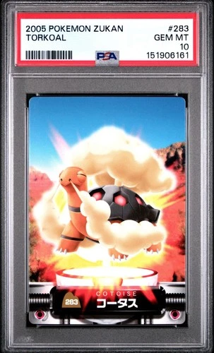 PSA 10 2026 CERT POP 2 TORKOAL 2005 CARDDASS POKEMON ZUKAN CARD #283