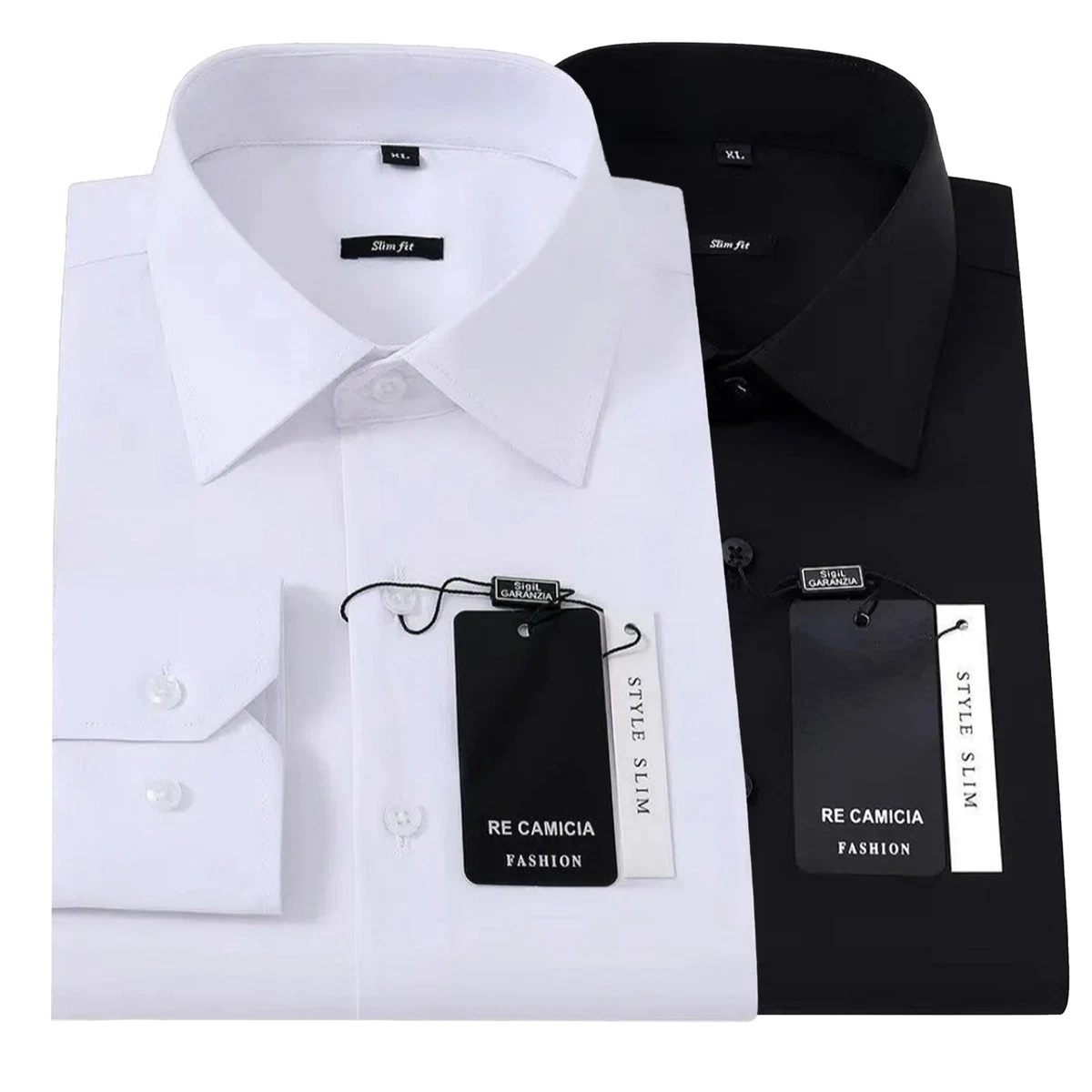 Camicia MASUTTO Uomo Bianca Tinta Unita – Manica Lunga, Cotone 100%, Collo Italiano, Taglie S-3XL - copertina