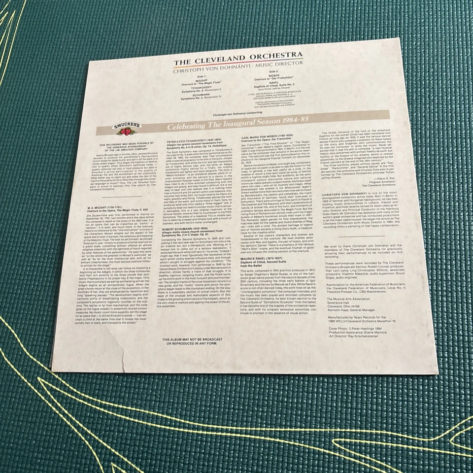 TELARC MOZART WEBER RAVEL VON DOHNANYI CLEVELAND ORCHESTRA 1985 - Image 2 of 2