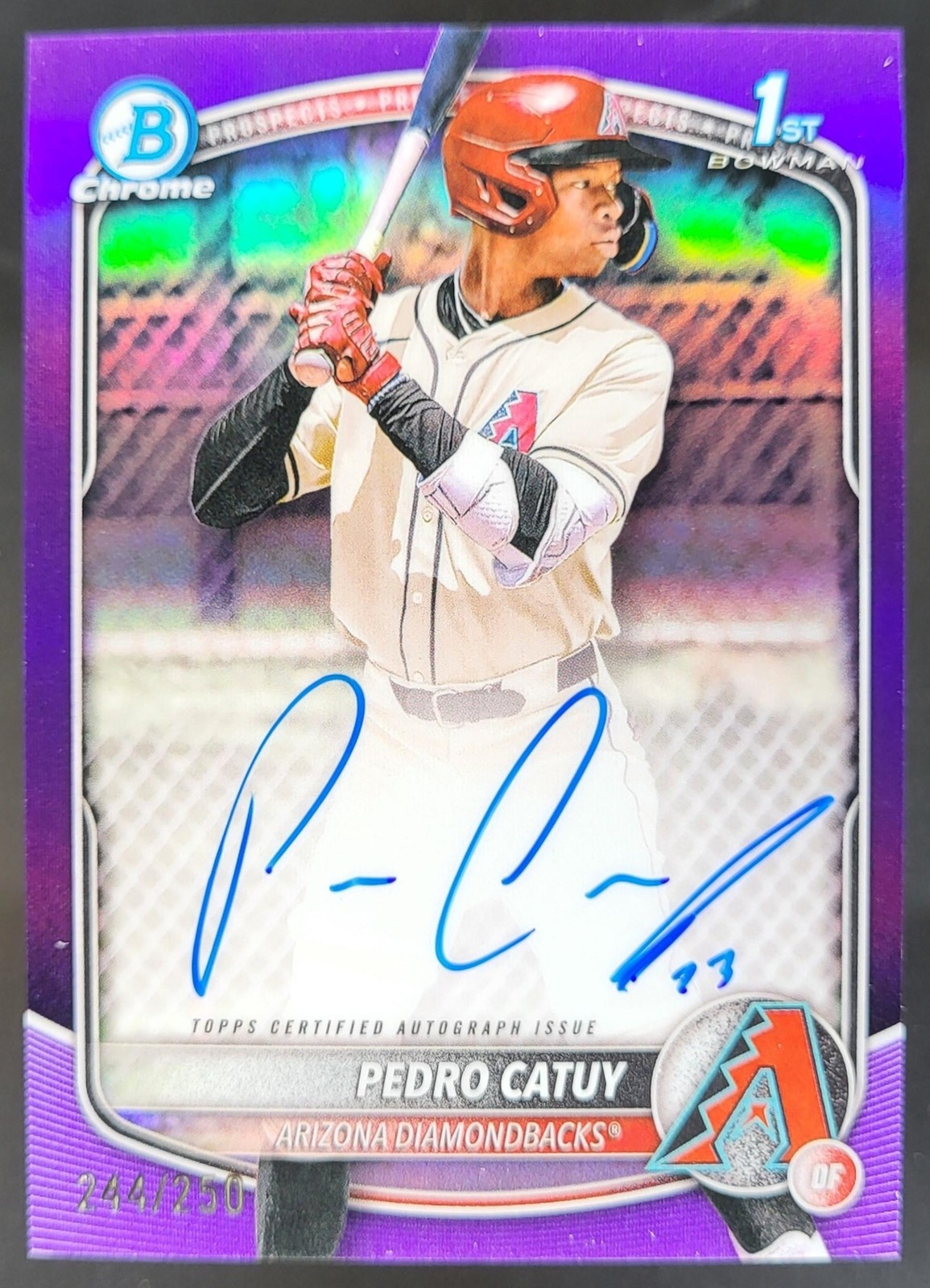 2025 Bowman Chrome Pedro Catuy Auto Purple Refractor /250 1st Diamondbacks HD2