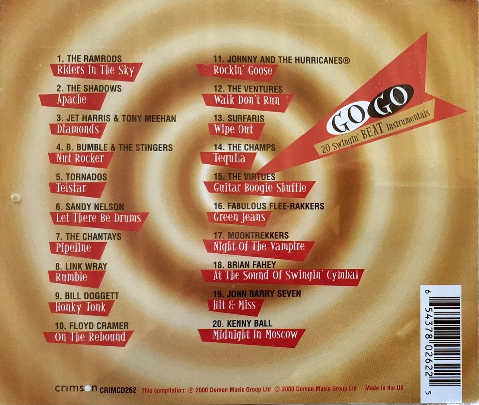 CD Go 20 Swingin' Beat Instrumentals Surfaris, Tornados, Ramrods, Link Wray N Foto 2 de 2