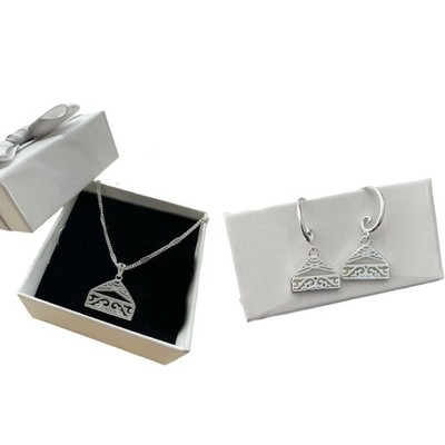 Unique Mongolian Style Yurt Pendant Necklace Matching Earrings Alloy Texture
