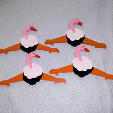 Vintage Hand Painted Wood Ostrich Children  s Clothes Hanger qty 4 nice