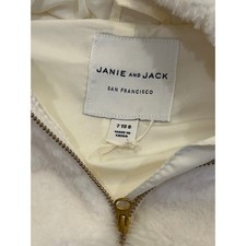 Janie and Jack Kids White Faux Fur Hooded Puffer Vest Size 7-8