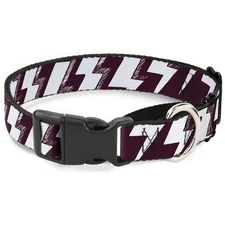 Plastic Martingale Collar Lightning Bolts Sketch Plum/White Medium 11-17"