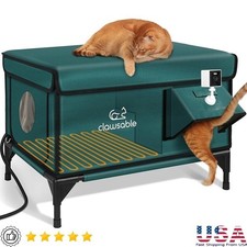 Heated Cat House with Pet Camera Escape Door Insulated Cat Shelter with Heater