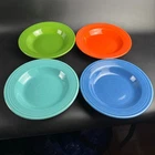 Set of 4 Fiestaware 9" Rimmed Soup Bowls Lime Green Tangerine Turquoise Blue USA