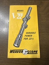 Vintage Original 1964 Weaver Scopes Model V22 Owners Manual