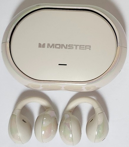 MONSTER Open Ear AC600 Headphones Earbuds Bluetooth Wireless White Tested