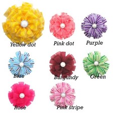 Puppy Bows organza fancy flower accessory loop collar slide 4" dog bow DC50 