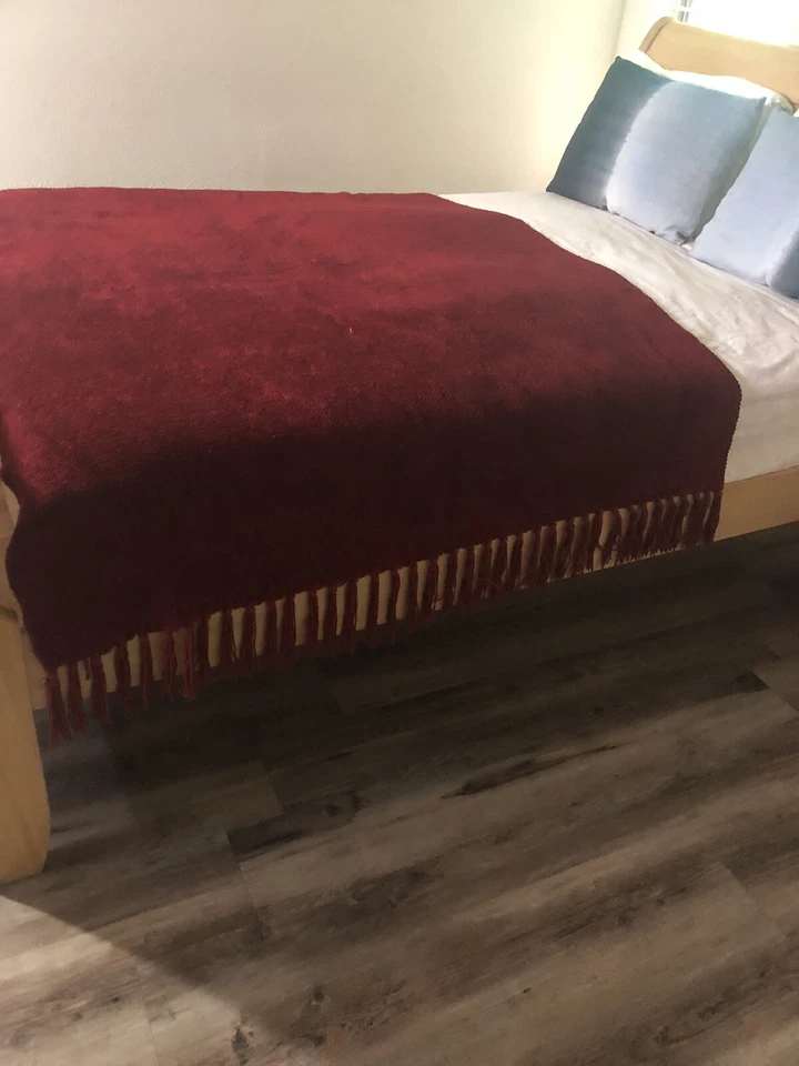 Pottery Barn Solid Burgundy Chenille Fringed 54x70” Throw Blanket Flaws - Image 2 of 4