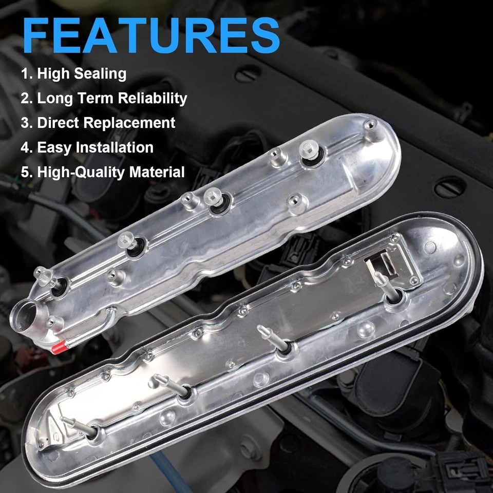 Valve Cover w/Gaskets & Bolts for 2009+ 4.8 5.3 6.0 6.2 Chevy Sierra GM Cadillac - Image 3 of 4