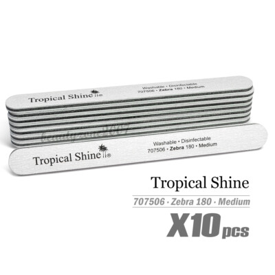 Tropical Shine Zebra Nail File 180/180 #707506 x 10 Pieces - Medium