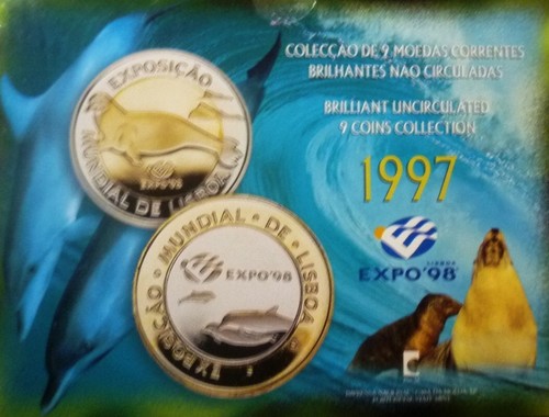 Portugal 1997 - Juego oficial como nuevo (9) con 4 bimetales - Sea Wolf & Dolphin - raro - Imagen 18 de 19