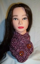 Womens Small or Girls Handmade Thick Warm Button Scarf NEW