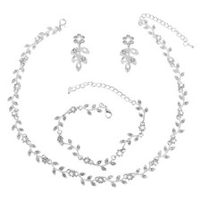 DIVINA VITAE 4 Pcs Crystal Rhinestone Wedding Set for Women Silver Wedding Ne...