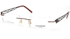NEW LUMIERE 8701 COL.1 Brown EYEGLASSES RIMLESS 51-18-140 B25mm Italy