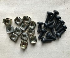 19inch Equipment Rack Nuts & Black M6 Bolts 16mm, Pack of 12