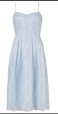 Womens Floral Midi Dress Ladies Summer Short Sleeve  Holiday Sundress Blue 