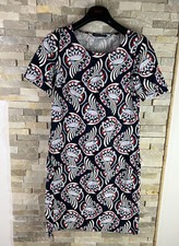 M&S women’s Size 8 Linen Blend Floral Navy Dress