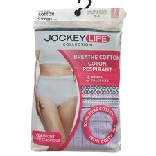 Jockey Life Womens Size 7 Breathe Cotton Classic Fit Briefs 3-Pack underwear New