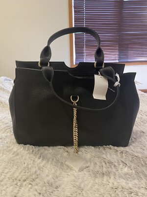 Versace Collection Large Black Leather Handbag. Made In Italy. New With Tags