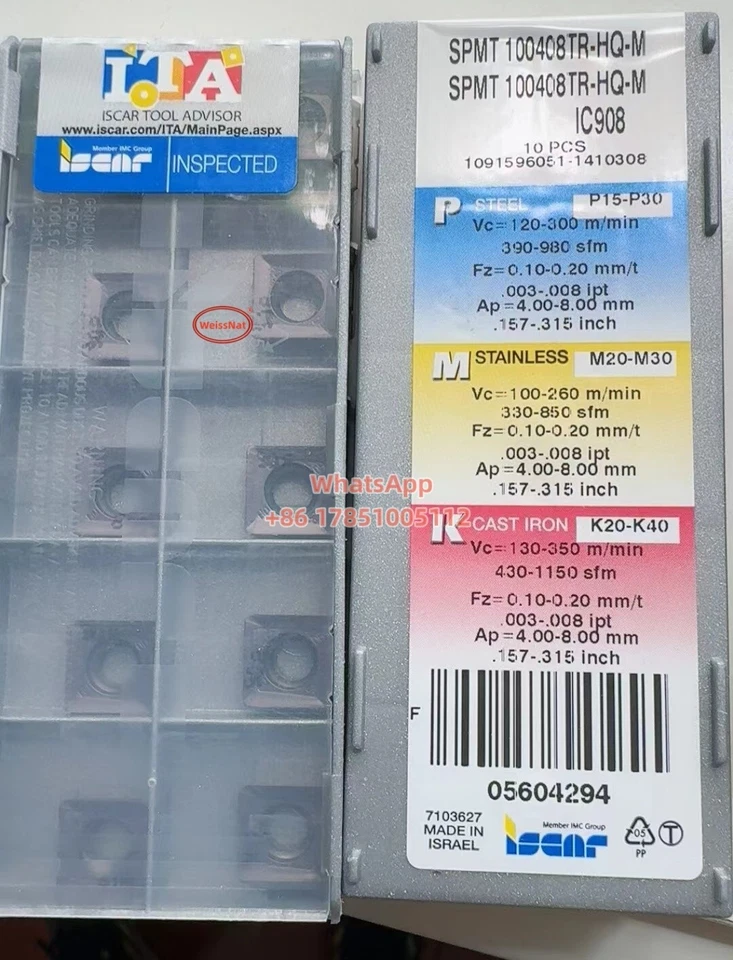 ISCAR SPMT100408TR-HQ-M IC908 Carbide Inserts 10pcs Milling Insert
