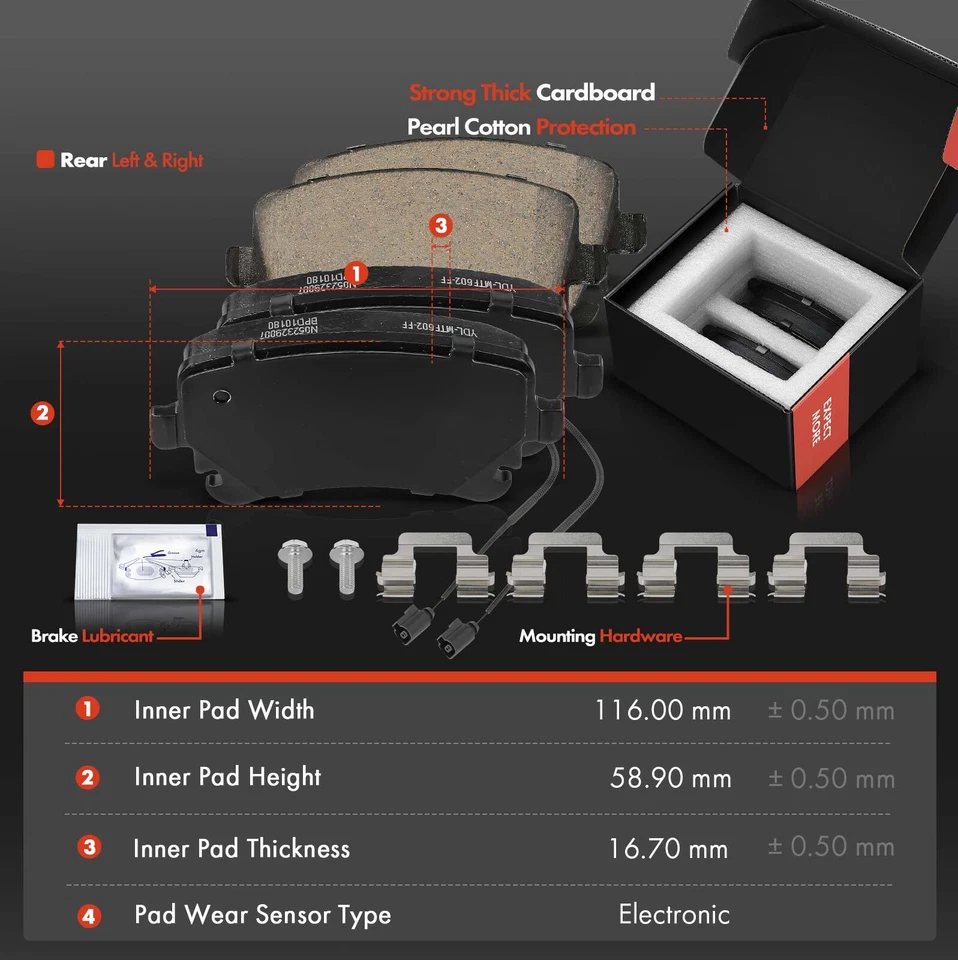 6 piezas rotores traseros perforados y pastillas de freno de cerámica para Audi S4 2010-2016 S5 2013-2017 Foto 2 de 4