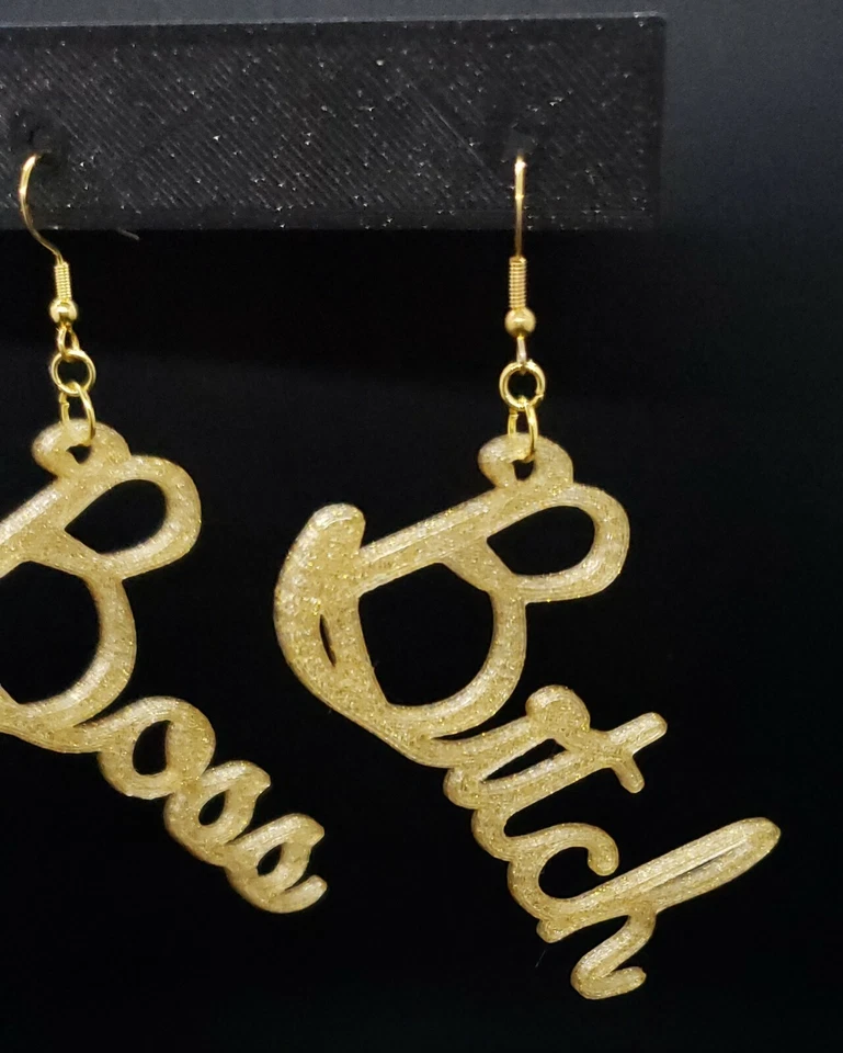 Boss Bitch Earrings, 3D Printed Jewelry - Image 4 of 4