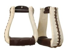 Western Ropers Stirrups - Rawhide and Leather Laced - Deep 6" Inside Height