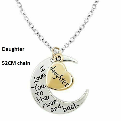 Collana donna ti amo alla luna e schiena famiglia cuore ciondolo per donna uomo - Foto 10 di 11