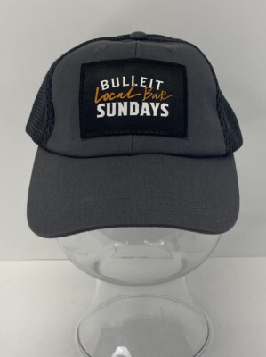 Bulleit Whiskey Local Bar Sundays Gray & Black Mesh Snap Back Trucker Hat Cap