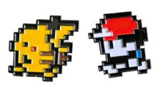 Ash and Pikachu Vintage Style Enamel Metal Pin Set of 2