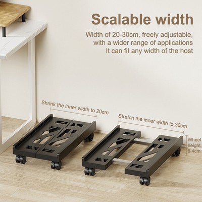 Under Desk Holder Adjustable Mobile CPU Stand Ventilated Computer Tower Stand