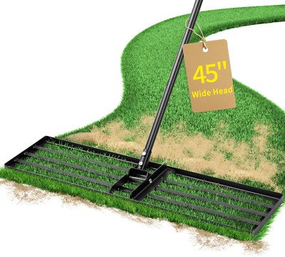 Heavy Duty Lawn Leveling Rake with 72'' Handle - Perfect for Yard & Grass Soil