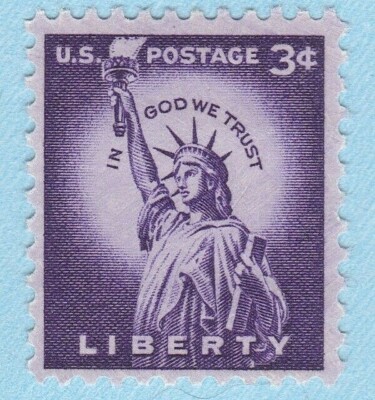VTG 1954 STATUE OF LIBERTY STAMP SINGLE PURPLE UNUSED POSTAGE 3  display picture 1