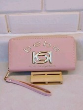 BEBE LOS ANGELES LIGHT PINK WRISTLET WALLET CARD HOLDER CASH HOLDER