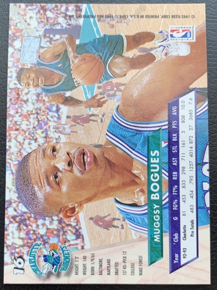 1993-94 FLEER ULTRA MUGGSY BOGUES CHARLOTTE HORNETS #16 NM | eBay