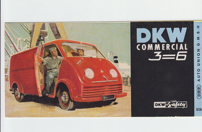 DKW Commercial 3=6  1955-1962 Schell-Laster (Delivery) Prospekt / Brochure USA