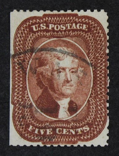 CKStamps: US Stamps Collection Scott#28A 5c Jefferson Used CV$3500